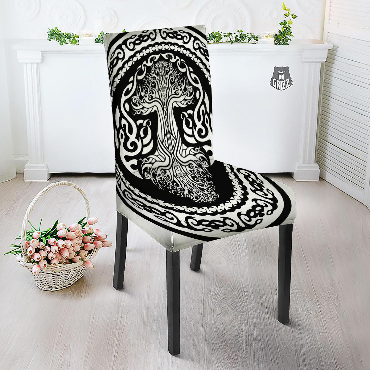 Yggdrasil Tree Ancient Print Dining Chair Slipcover-grizzshop