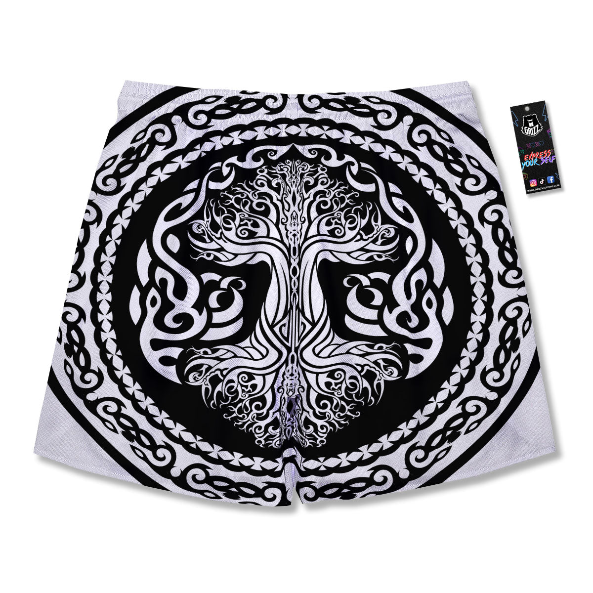 Yggdrasil Tree Ancient Print Men's Running Shorts-grizzshop