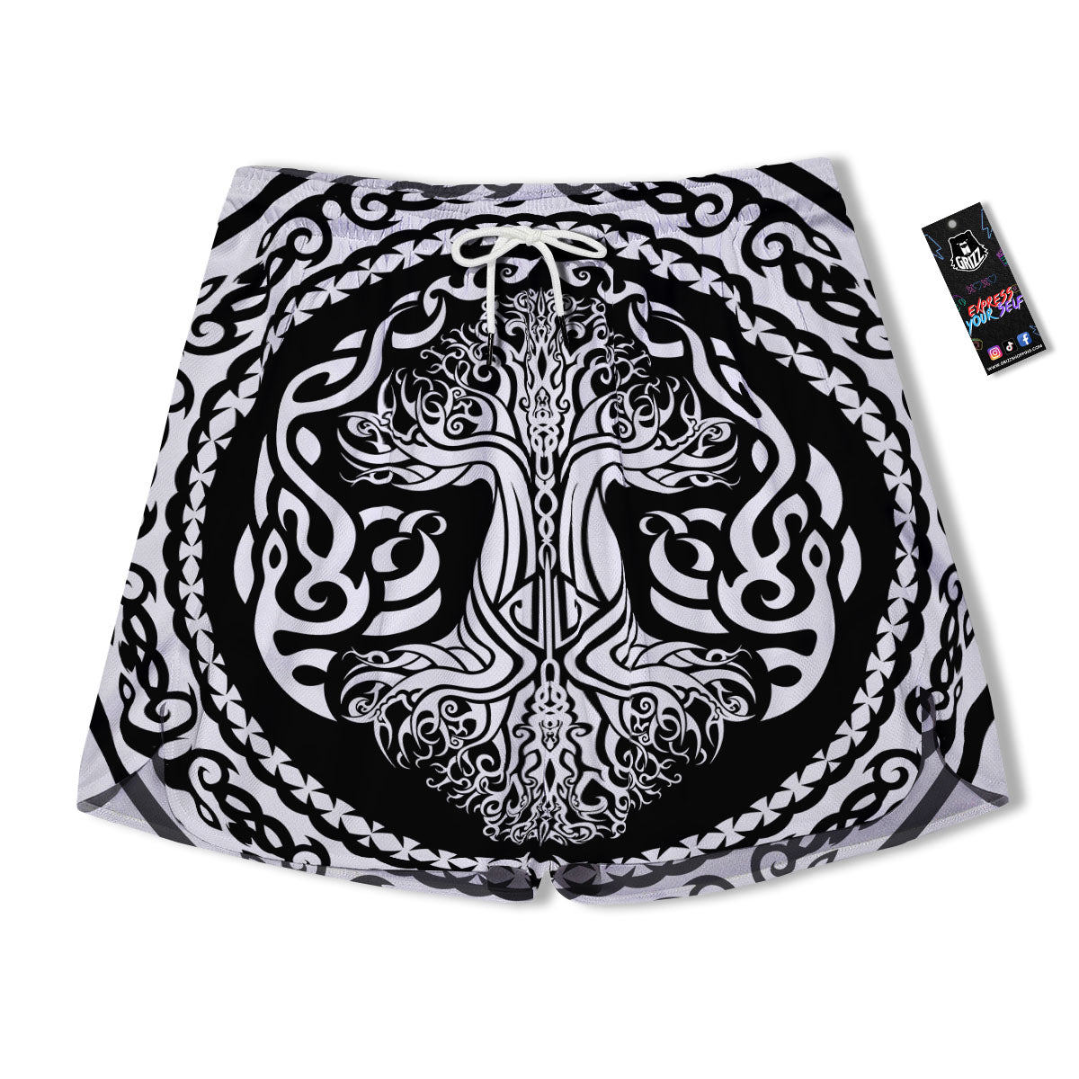 Yggdrasil Tree Ancient Print Men's Running Shorts-grizzshop