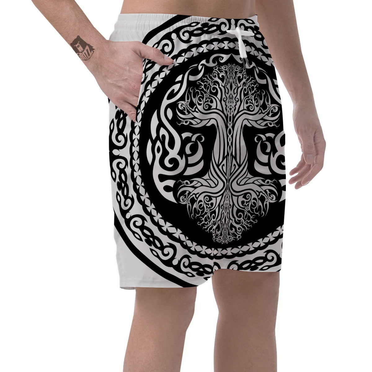 Yggdrasil Tree Ancient Print Men's Shorts-grizzshop