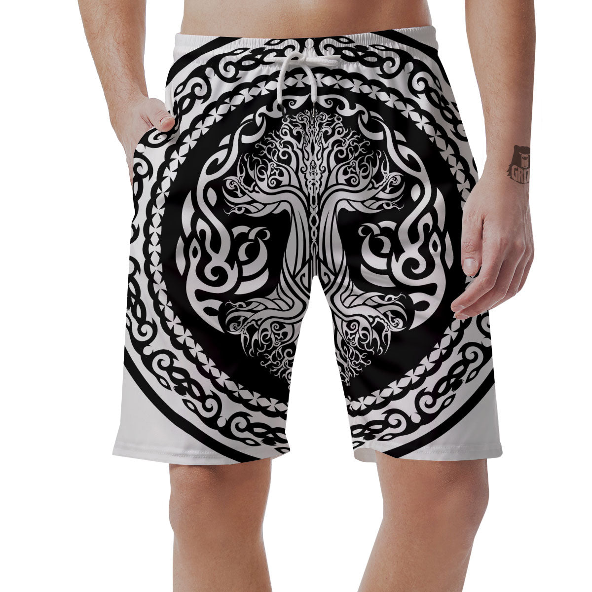Yggdrasil Tree Ancient Print Men's Shorts-grizzshop