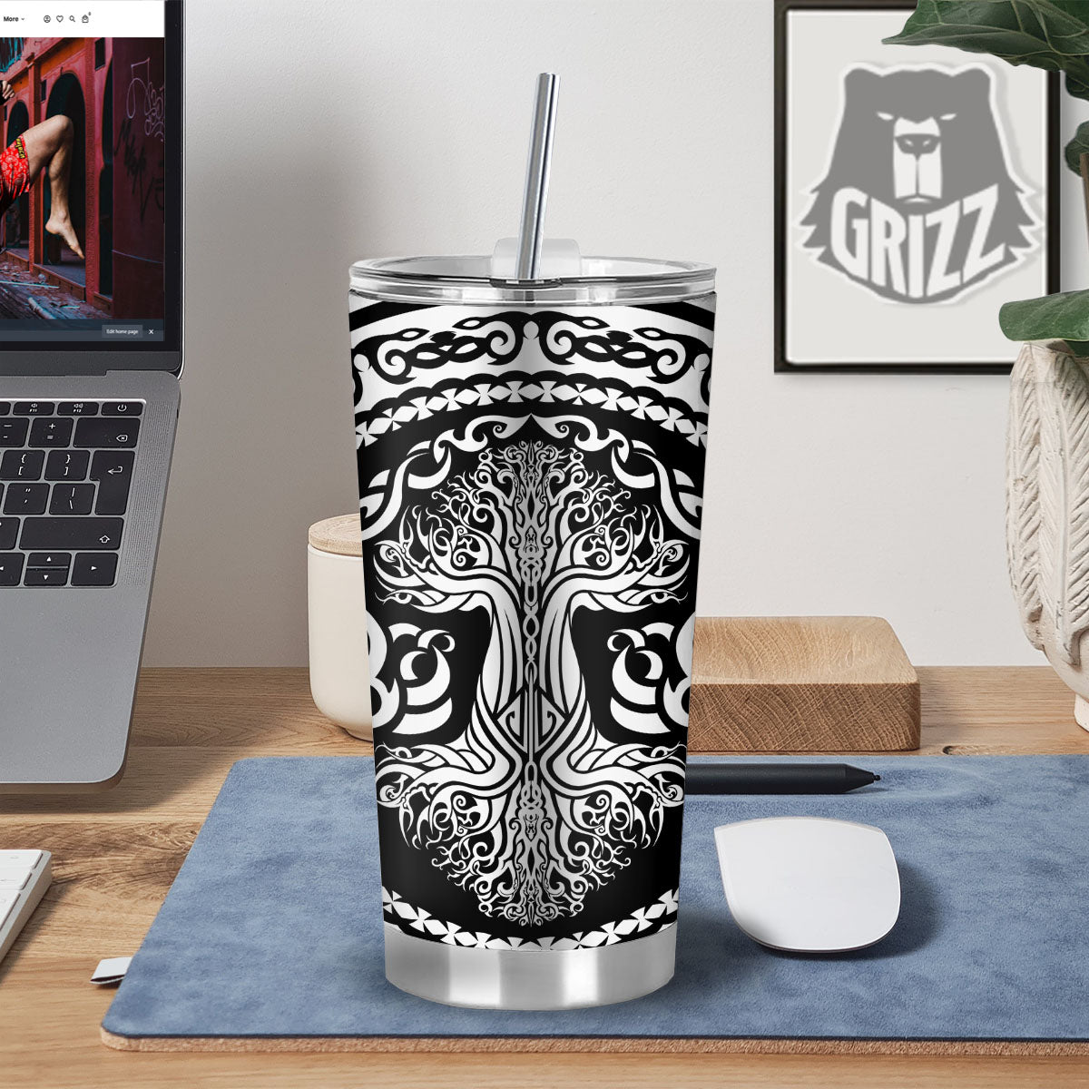 Yggdrasil Tree Ancient Print Tumbler-grizzshop