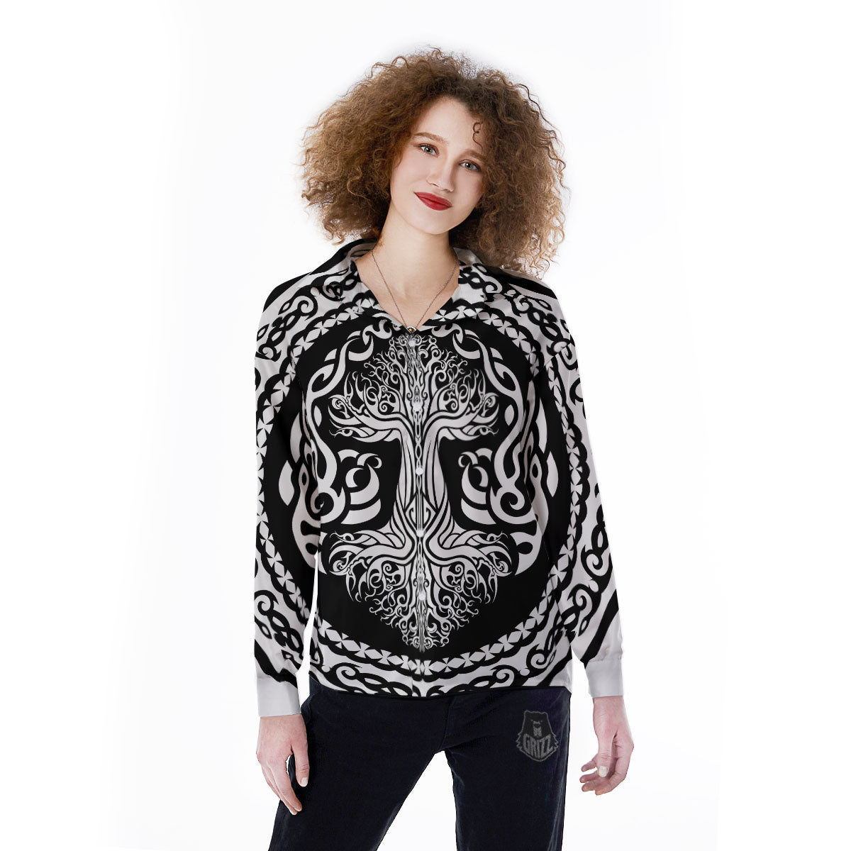 Yggdrasil Tree Ancient Print Women's Long Sleeve Shirts-grizzshop