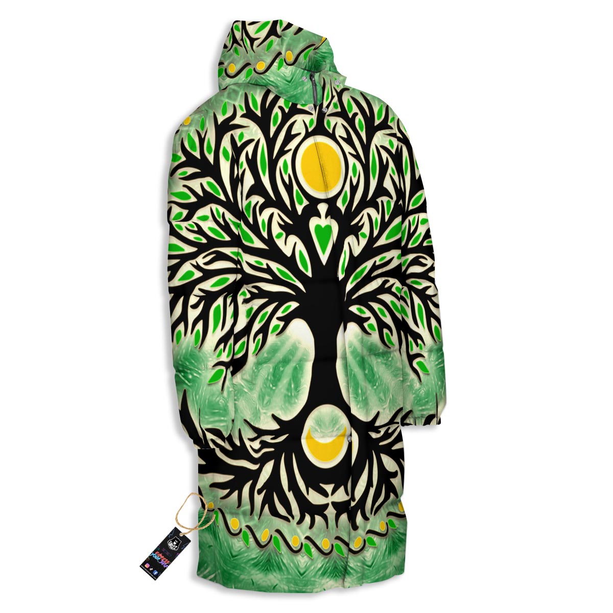 Yggdrasil Moon And Sun Print Long Down Jacket