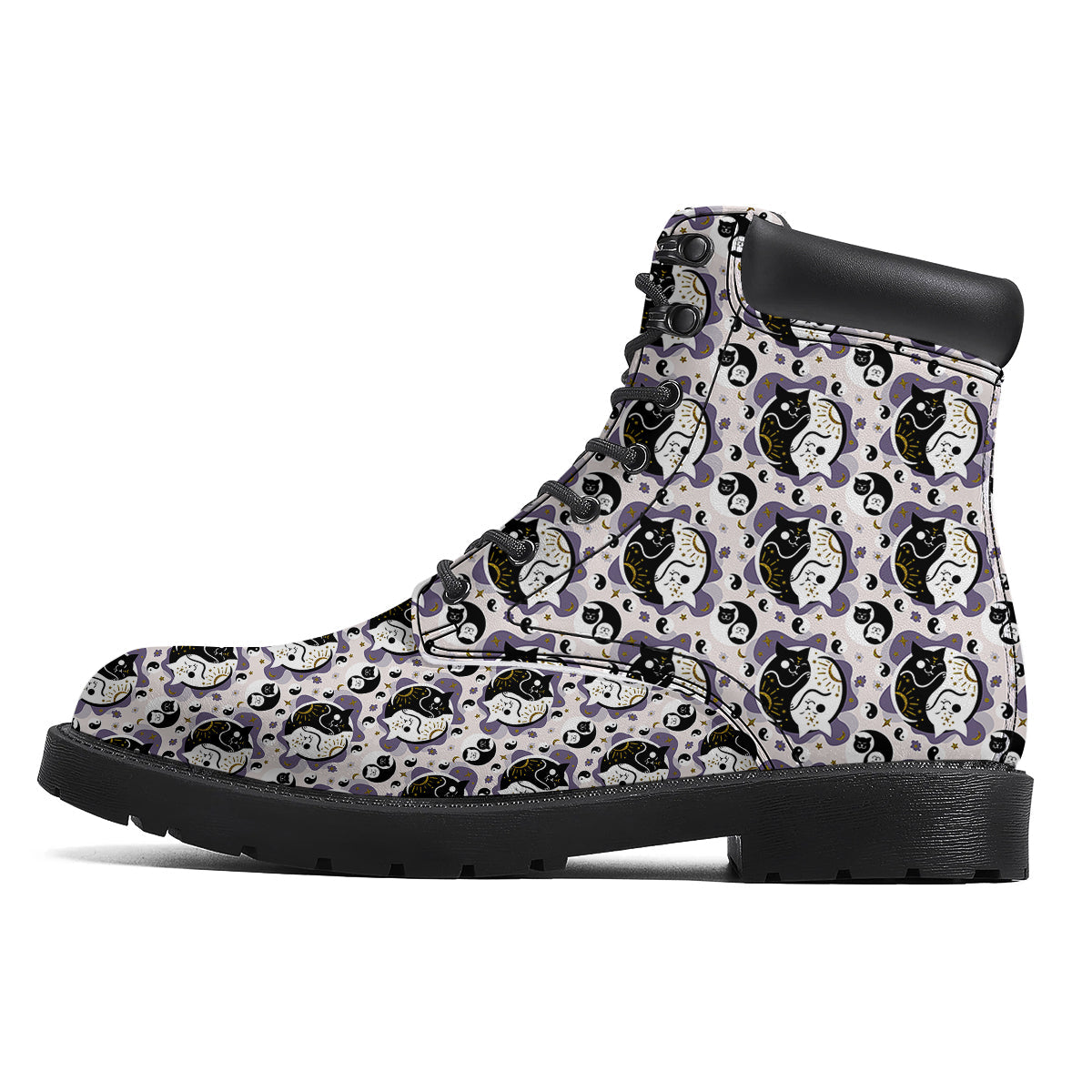Yin Yang Black And White Cat Sleep Print Pattern Boots-grizzshop