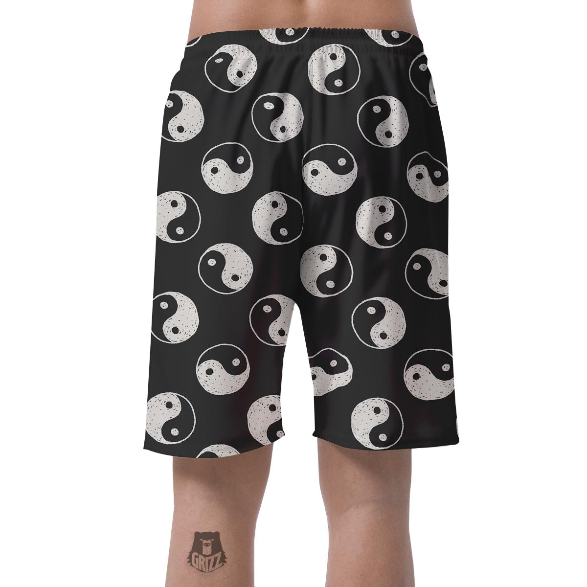 Yin Yang Black Pattern Print Men's Shorts-grizzshop