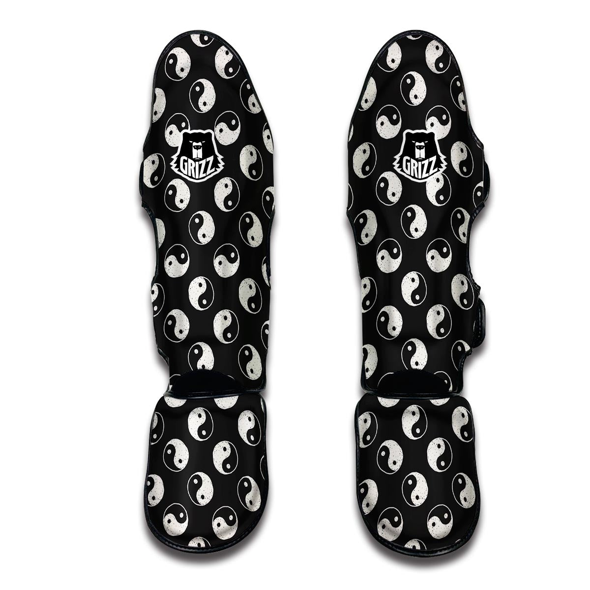 Yin Yang Black Pattern Print Muay Thai Shin Guards-grizzshop