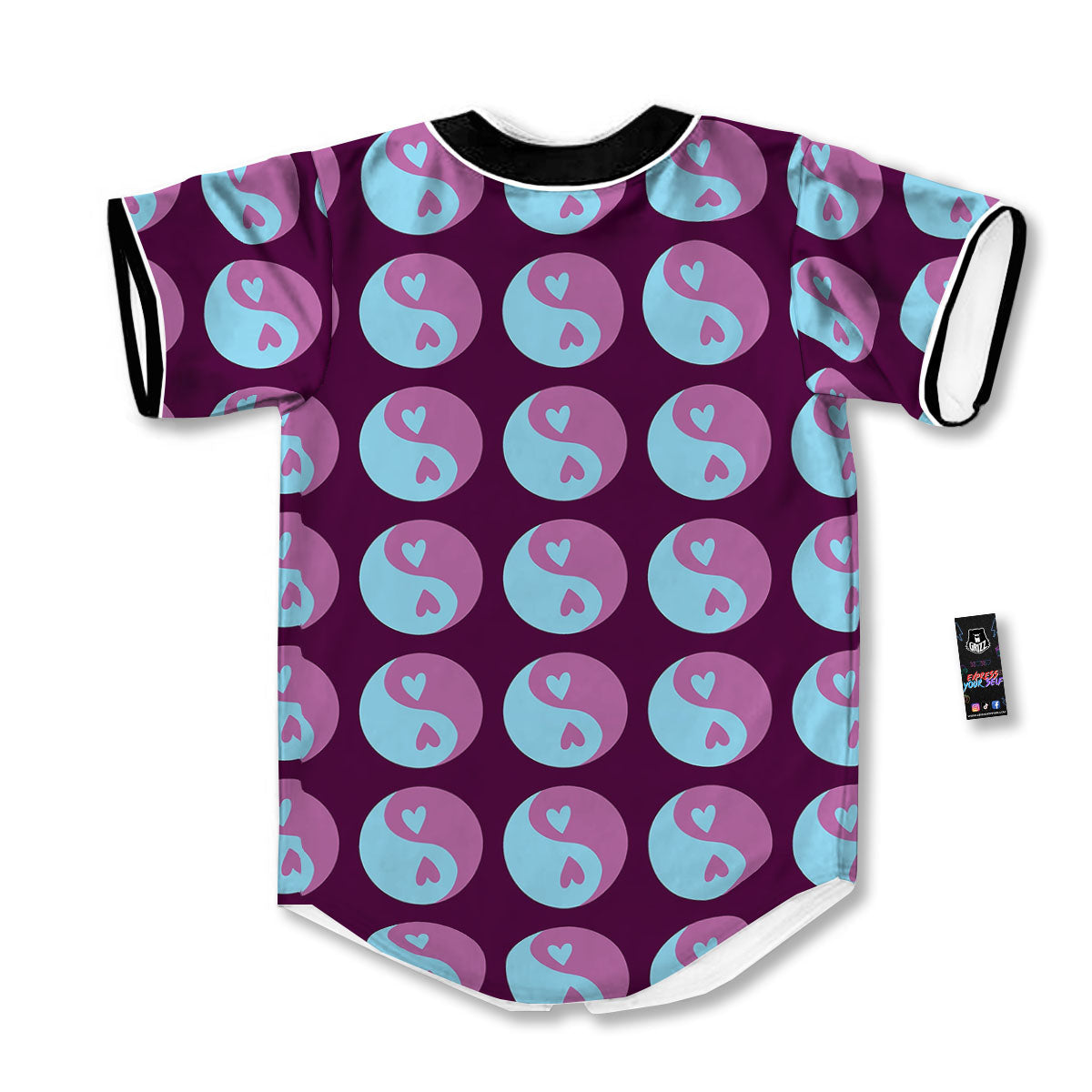 Yin Yang Blue And Purple Print Baseball Jersey-grizzshop