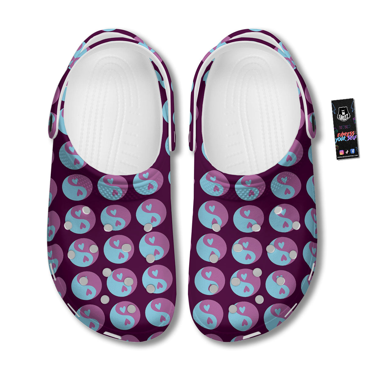 Yin Yang Blue And Purple Print Clog-grizzshop