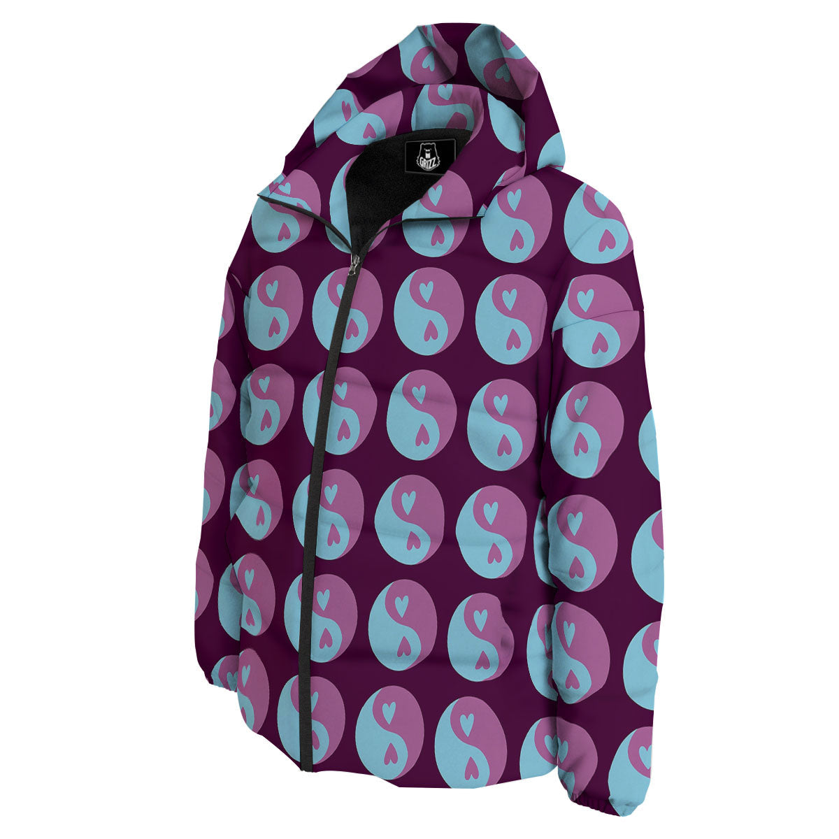 Yin Yang Blue And Purple Print Down Jacket-grizzshop