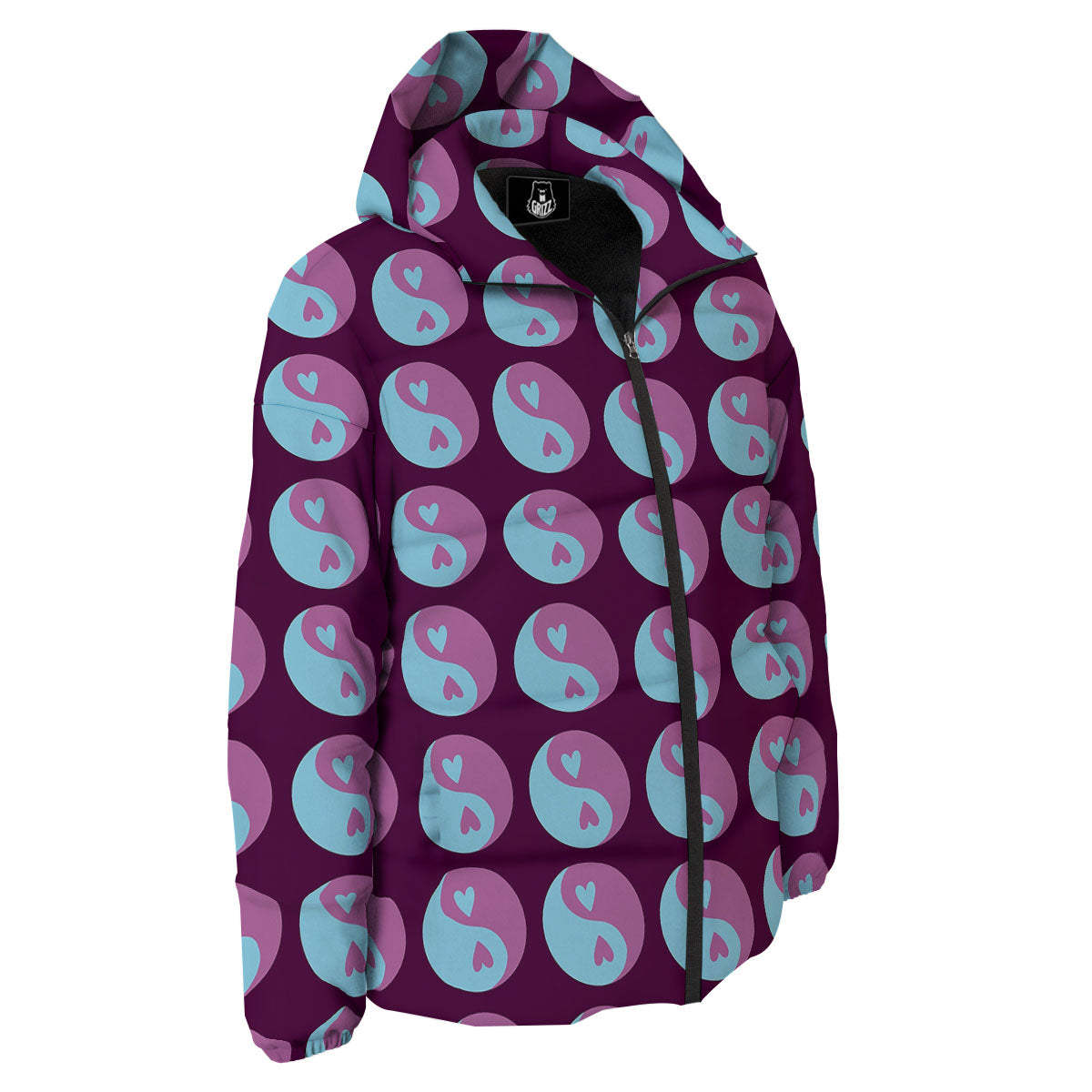 Yin Yang Blue And Purple Print Down Jacket-grizzshop
