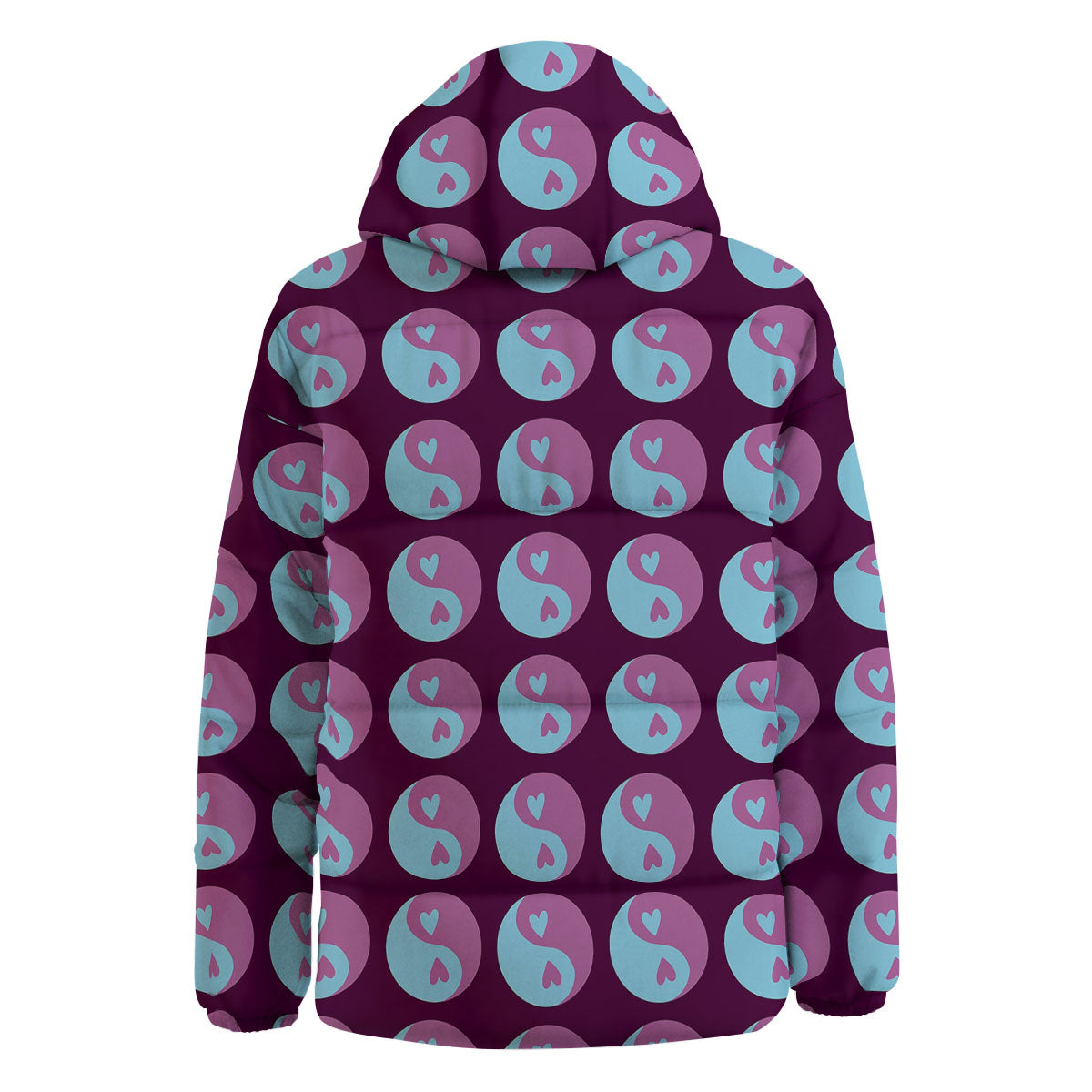 Yin Yang Blue And Purple Print Down Jacket-grizzshop