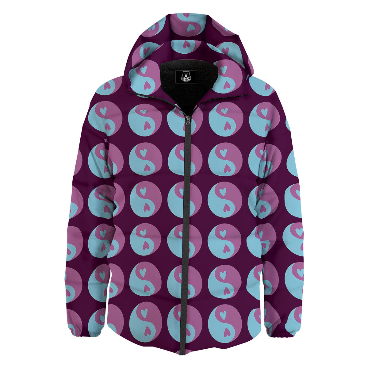 Yin Yang Blue And Purple Print Down Jacket-grizzshop