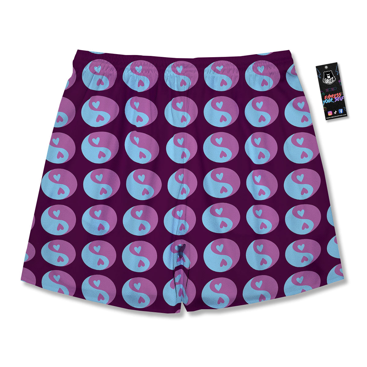 Yin Yang Blue And Purple Print Men's Running Shorts-grizzshop
