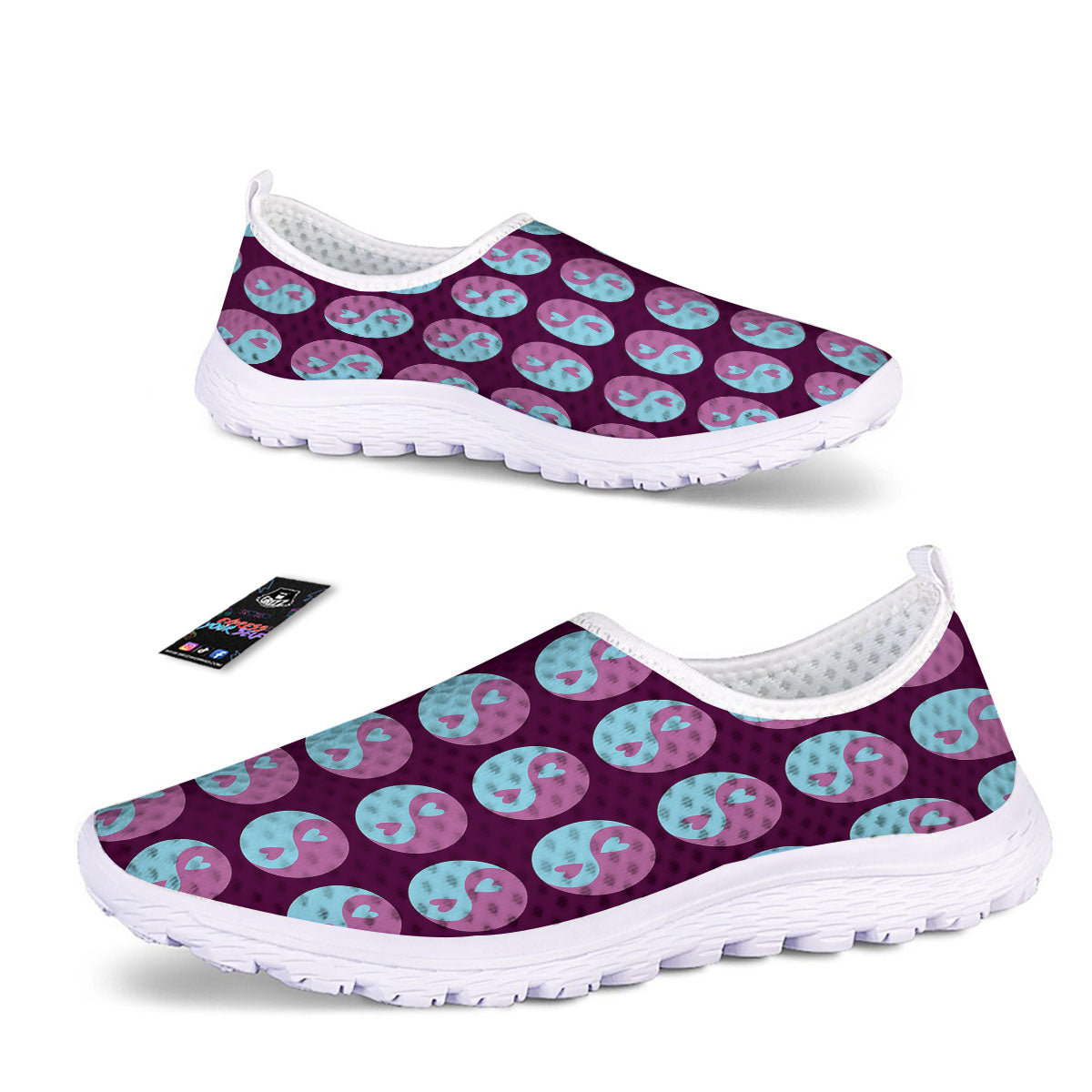 Yin Yang Blue And Purple Print Nurse Shoes-grizzshop