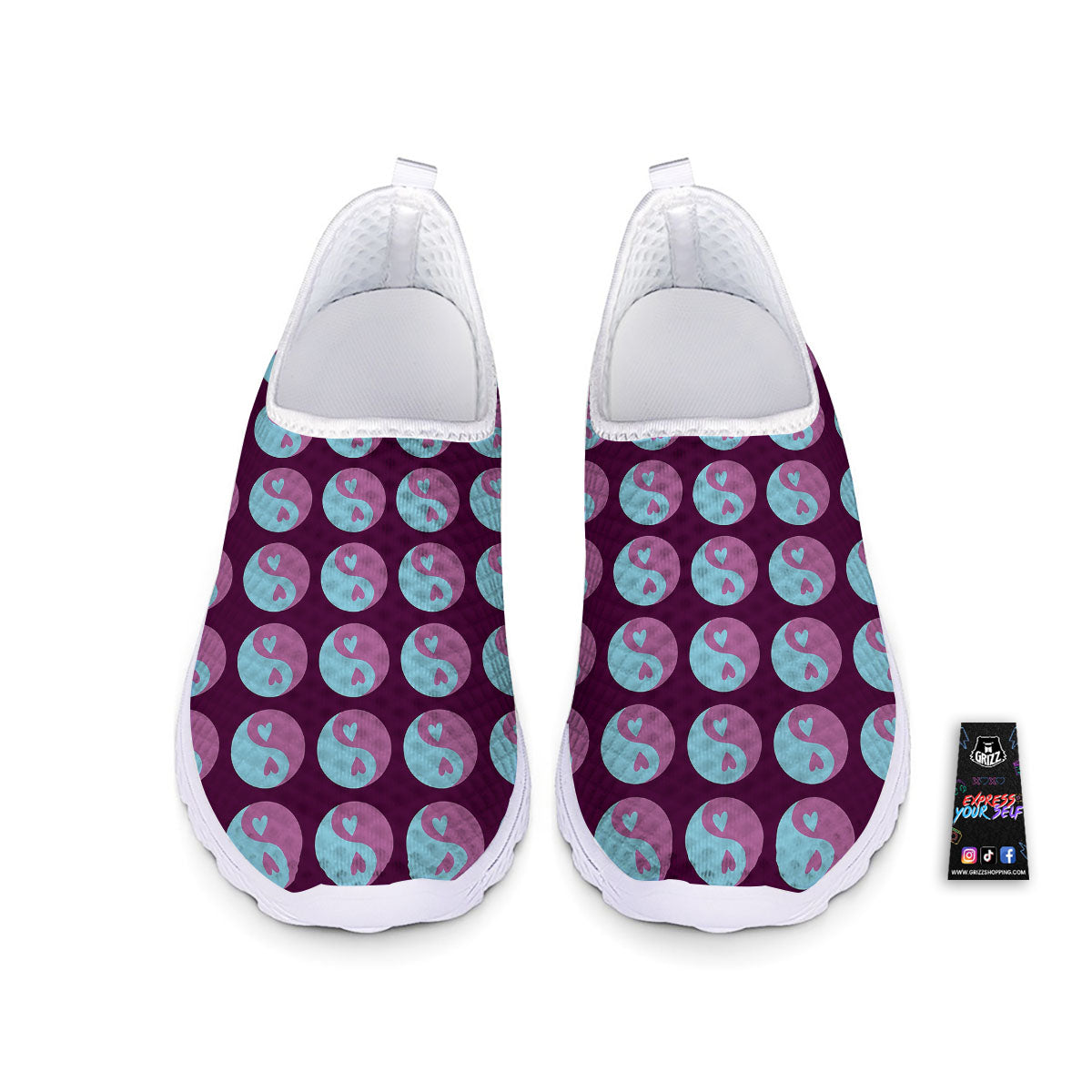 Yin Yang Blue And Purple Print Nurse Shoes-grizzshop