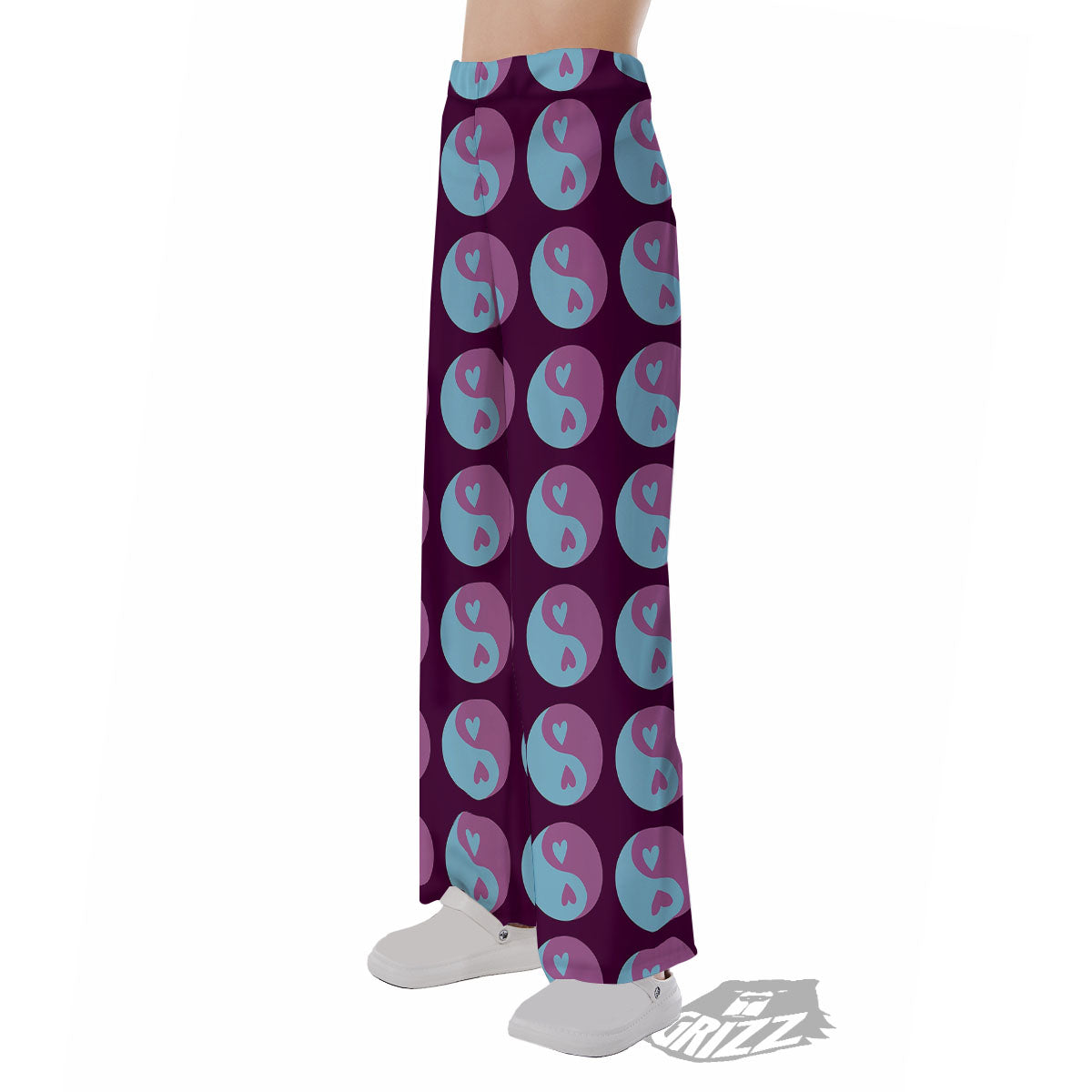 Yin Yang Blue And Purple Print Pajama Pants-grizzshop