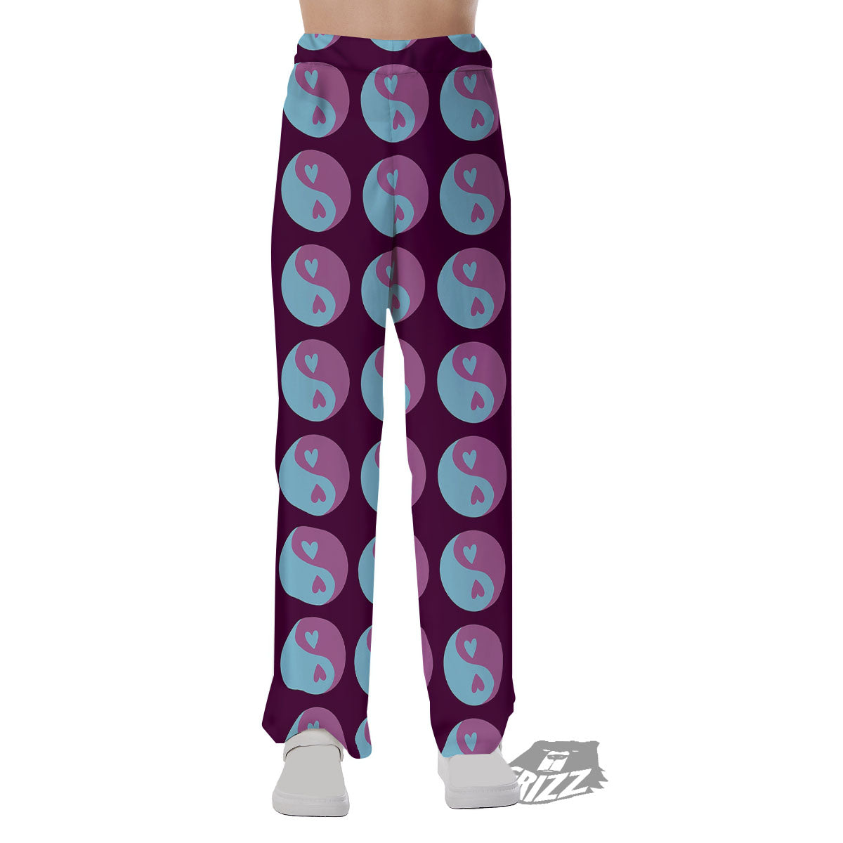 Yin Yang Blue And Purple Print Pajama Pants-grizzshop