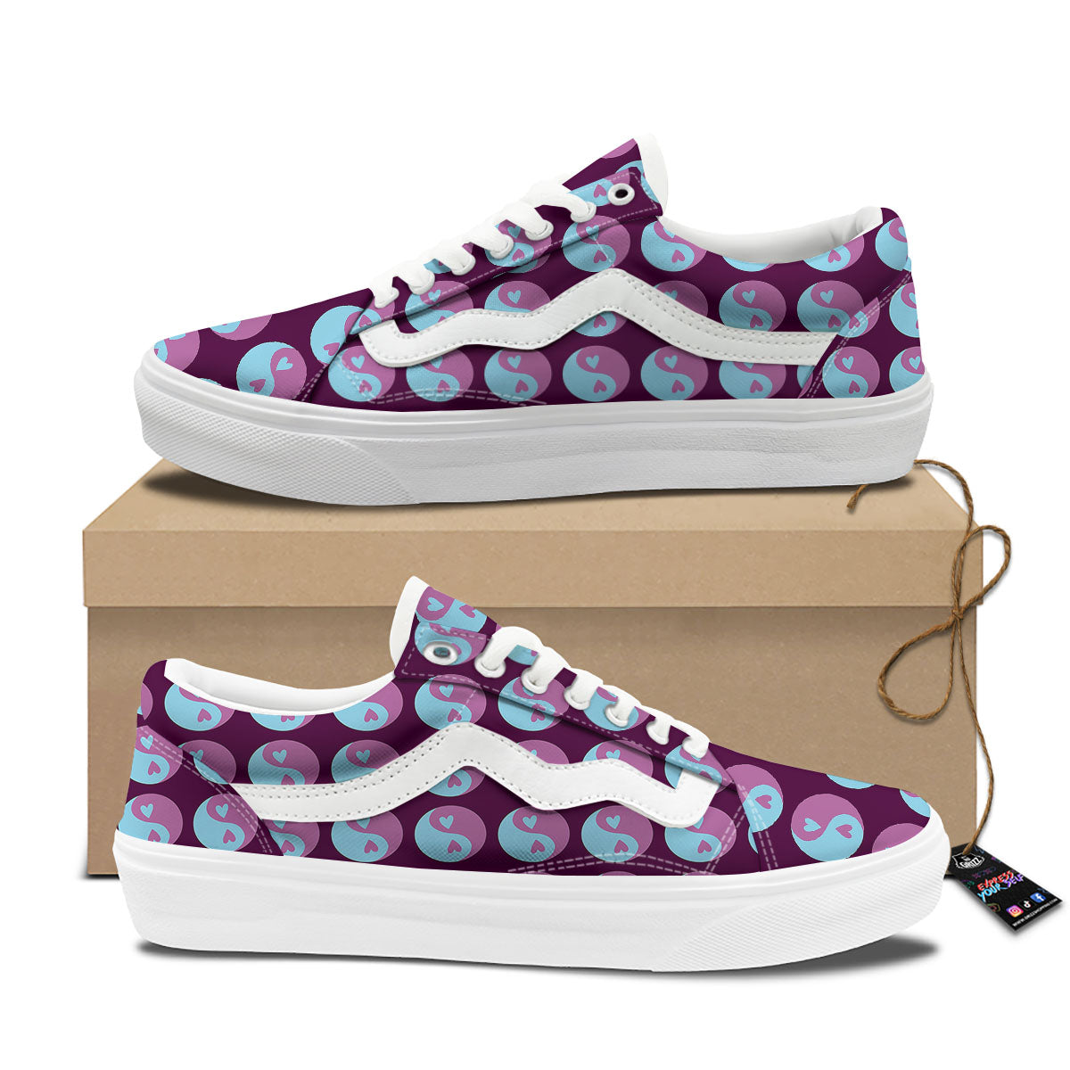 Yin Yang Blue And Purple Print Skate Shoes-grizzshop