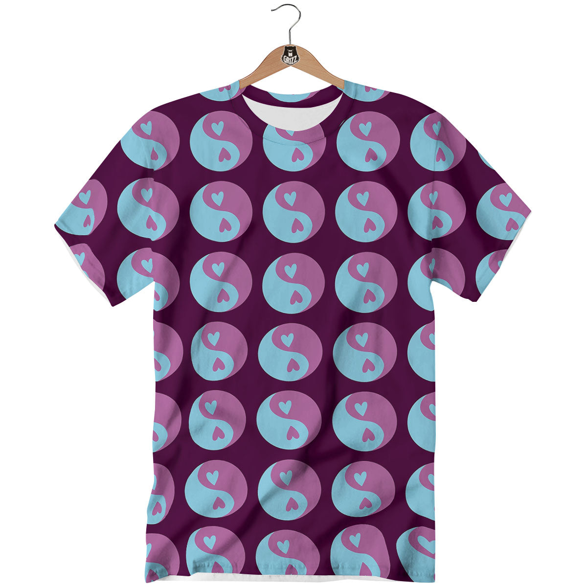 Yin Yang Blue And Purple Print T-Shirt-grizzshop