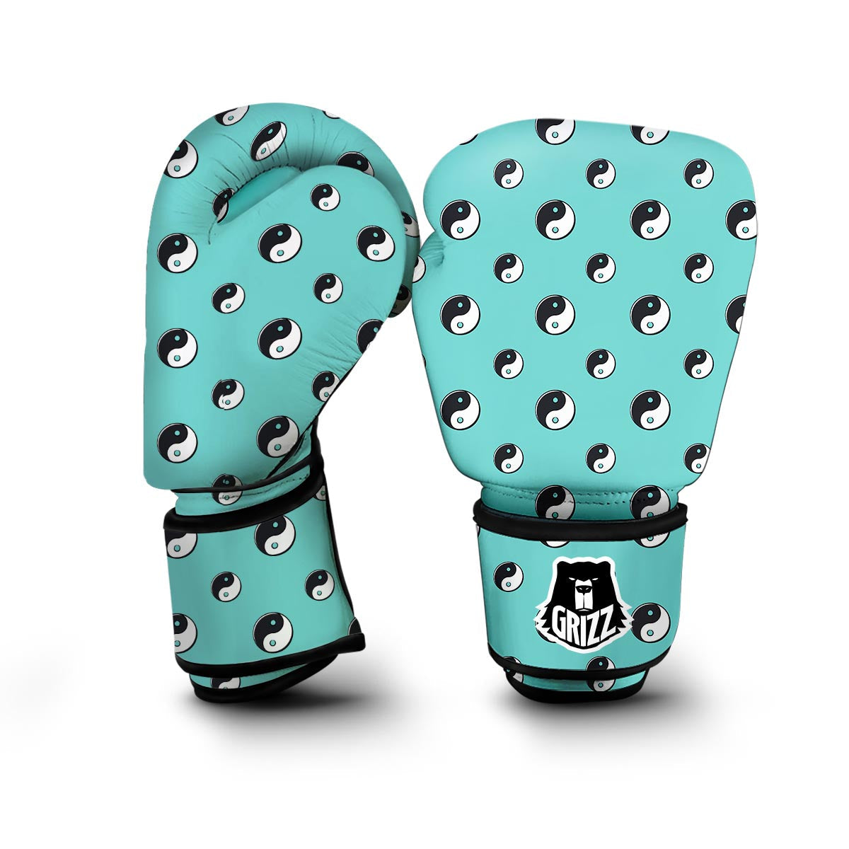 Yin Yang Blue Pattern Print Boxing Gloves-grizzshop