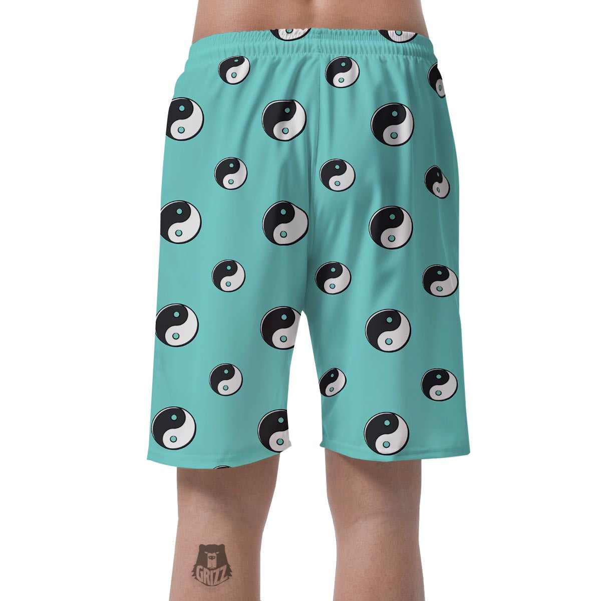 Yin Yang Blue Pattern Print Men's Shorts-grizzshop