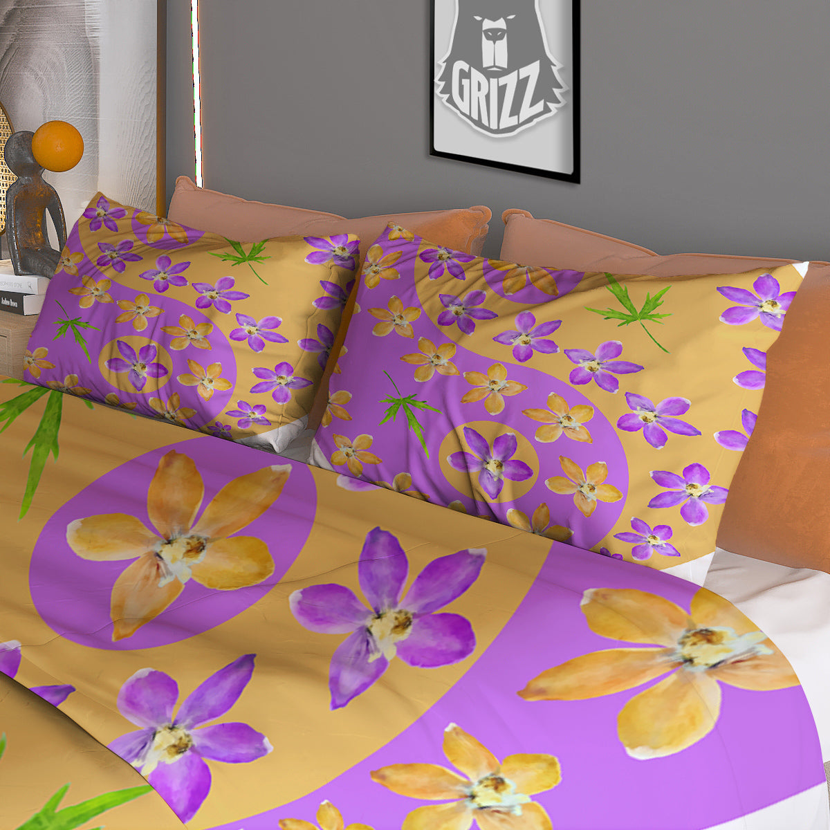 Yin Yang Colorful Flowers Print Duvet Cover Bedding Set-grizzshop