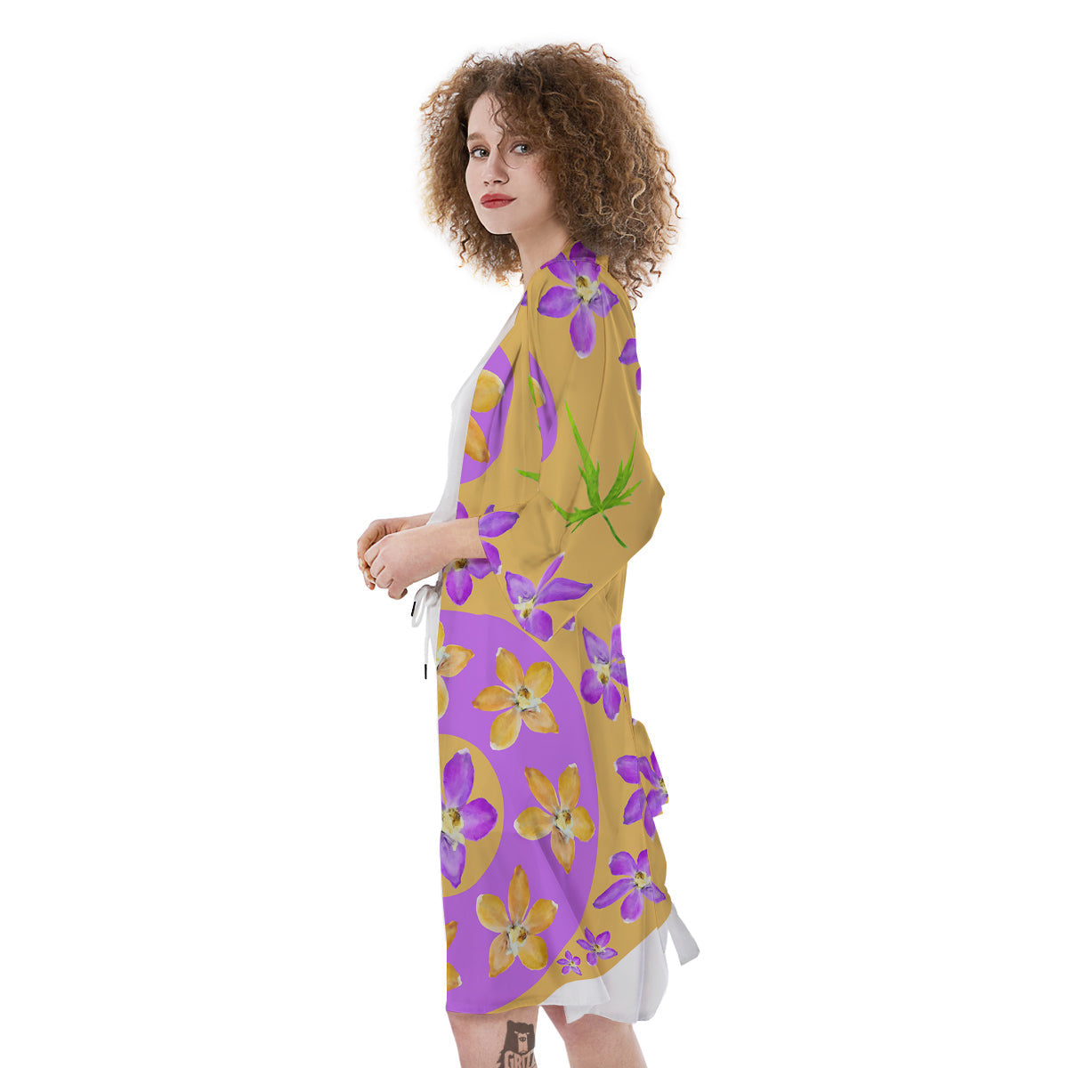Yin Yang Colorful Flowers Print Kimono-grizzshop