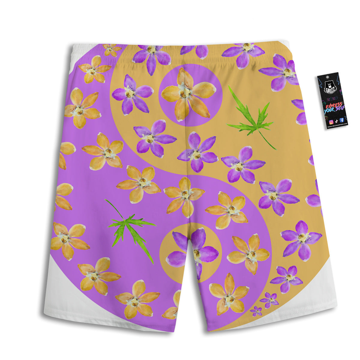 Yin Yang Colorful Flowers Print Men's Athletic Shorts-grizzshop