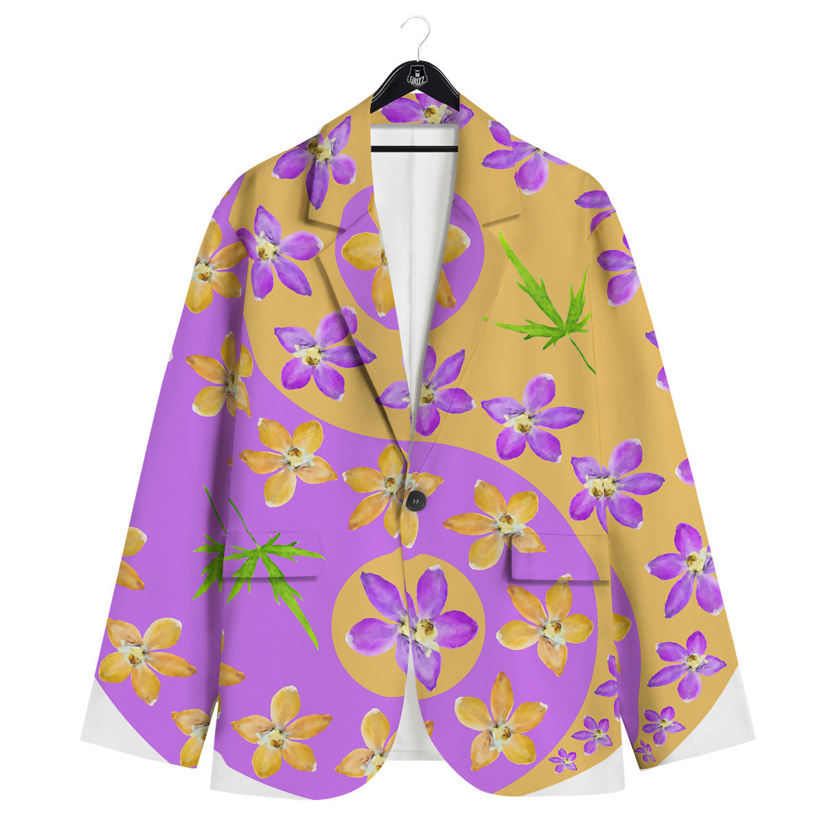 Yin Yang Colorful Flowers Print Men's Sport Coat-grizzshop