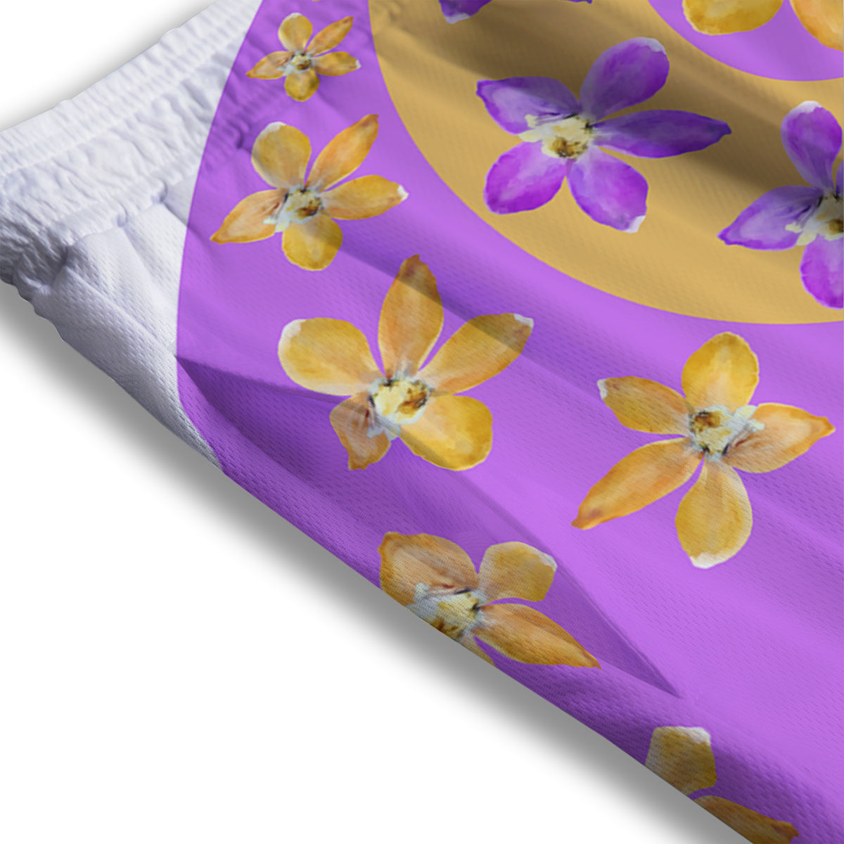 Yin Yang Colorful Flowers Print Mesh Shorts-grizzshop