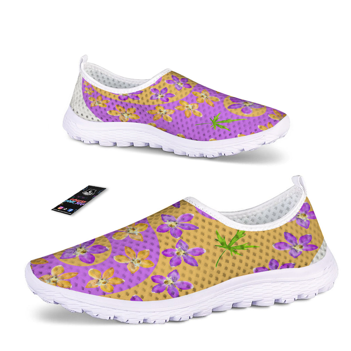 Yin Yang Colorful Flowers Print Nurse Shoes-grizzshop