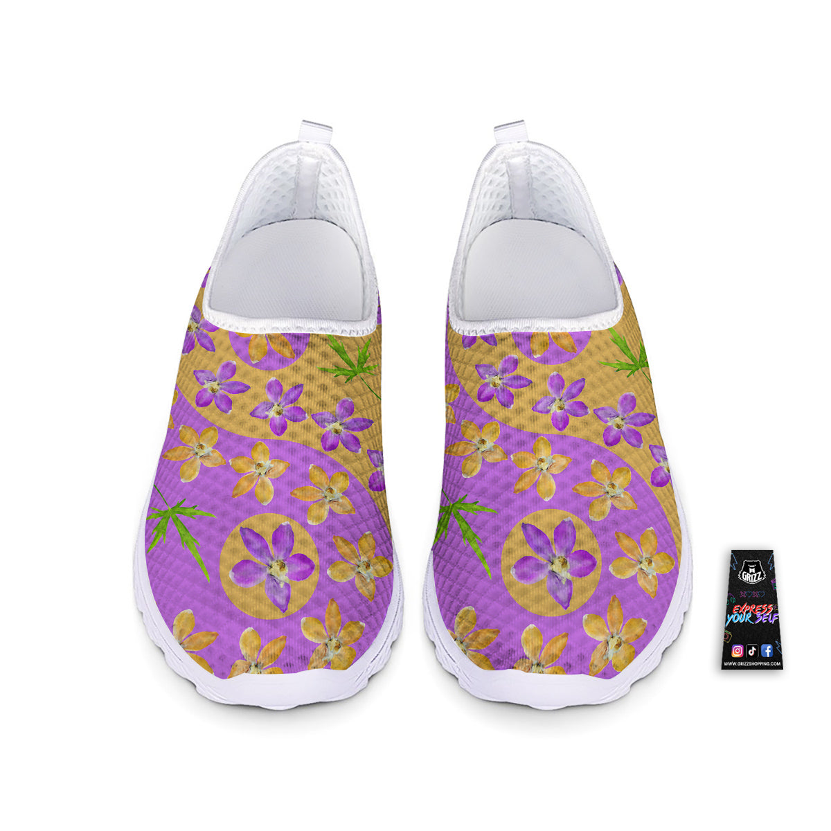 Yin Yang Colorful Flowers Print Nurse Shoes-grizzshop
