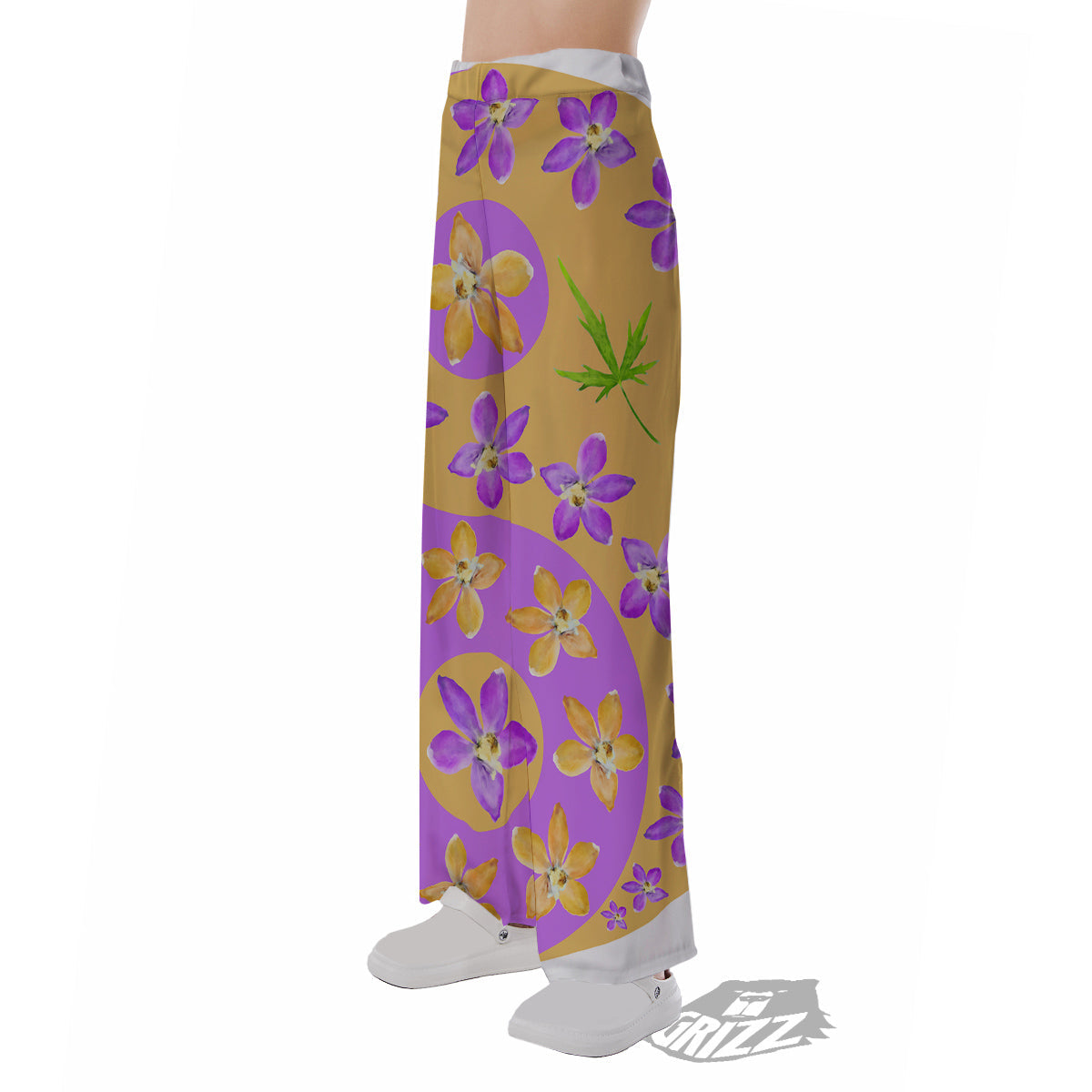 Yin Yang Colorful Flowers Print Pajama Pants-grizzshop