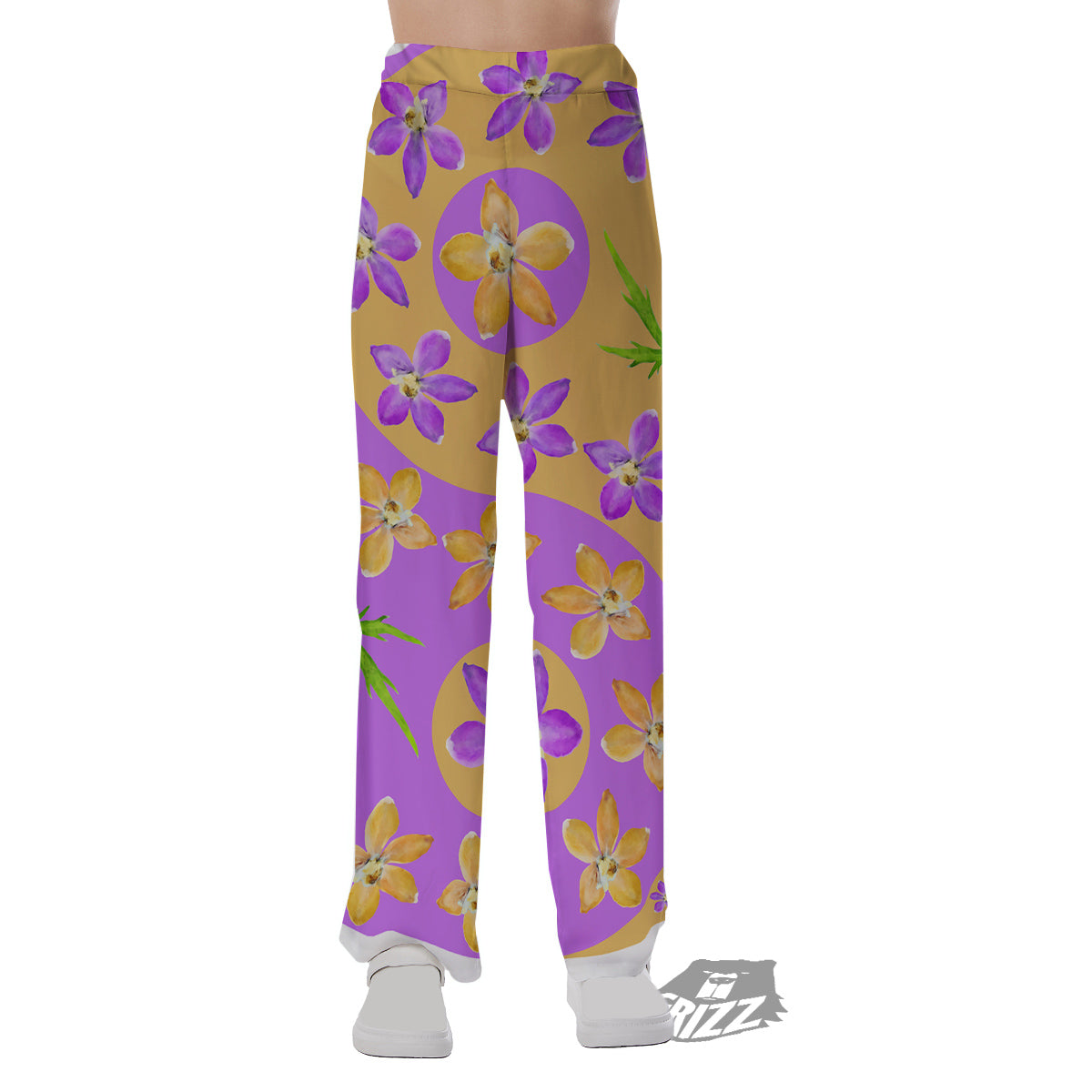 Yin Yang Colorful Flowers Print Pajama Pants-grizzshop