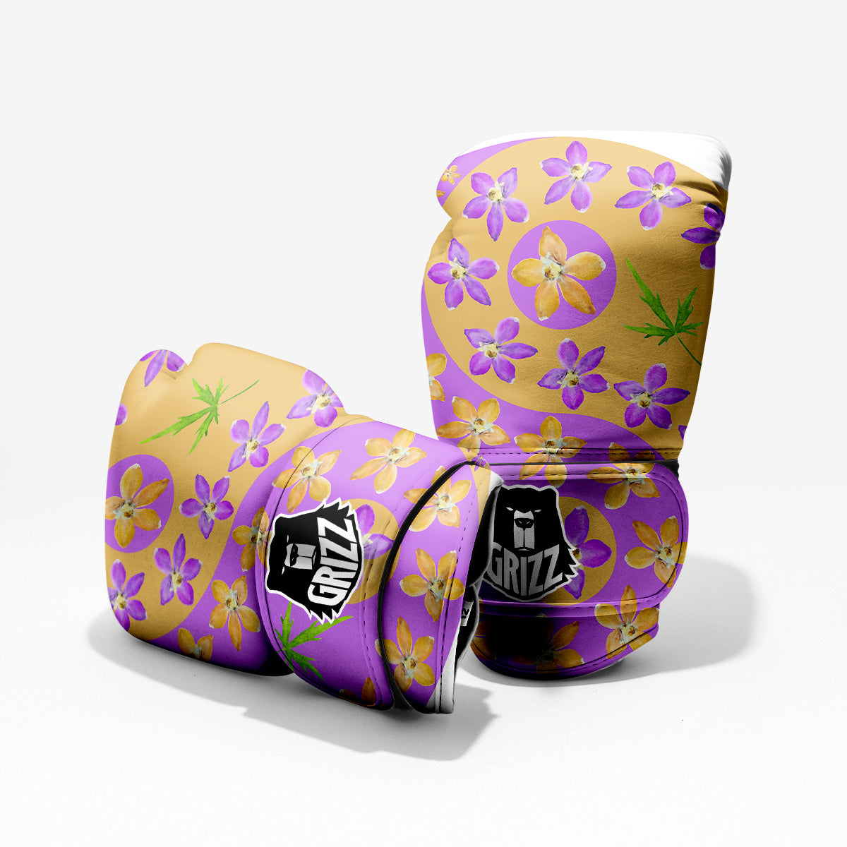 Yin Yang Colorful Flowers Print Sparring Gloves-grizzshop