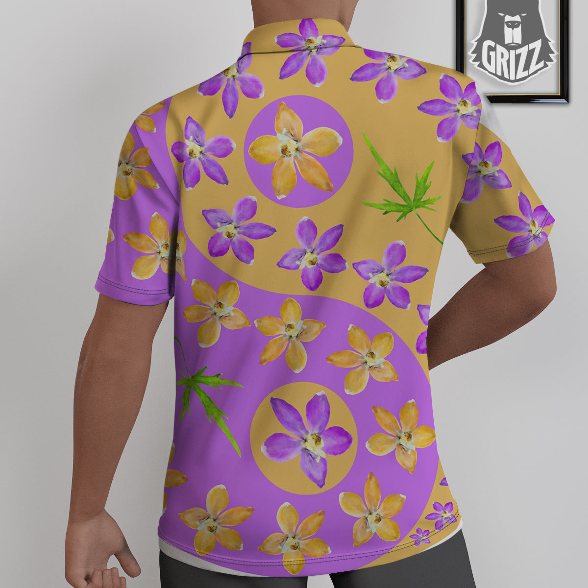 Yin Yang Colorful Flowers Print Untucked Shirts-grizzshop