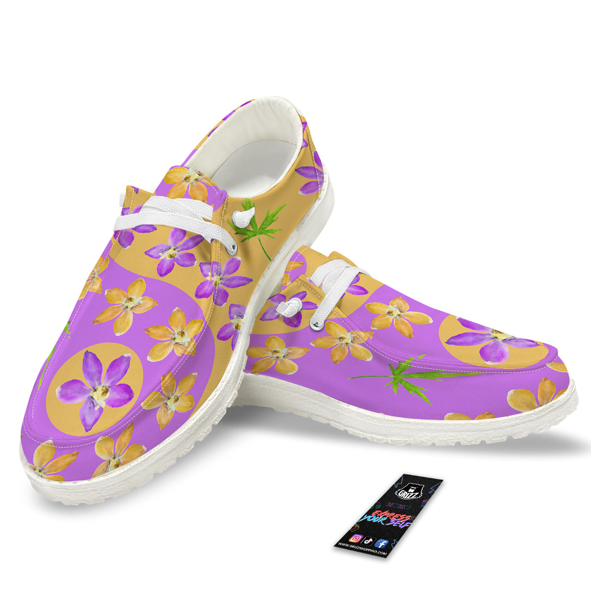 Yin Yang Colorful Flowers Print White Loafers-grizzshop