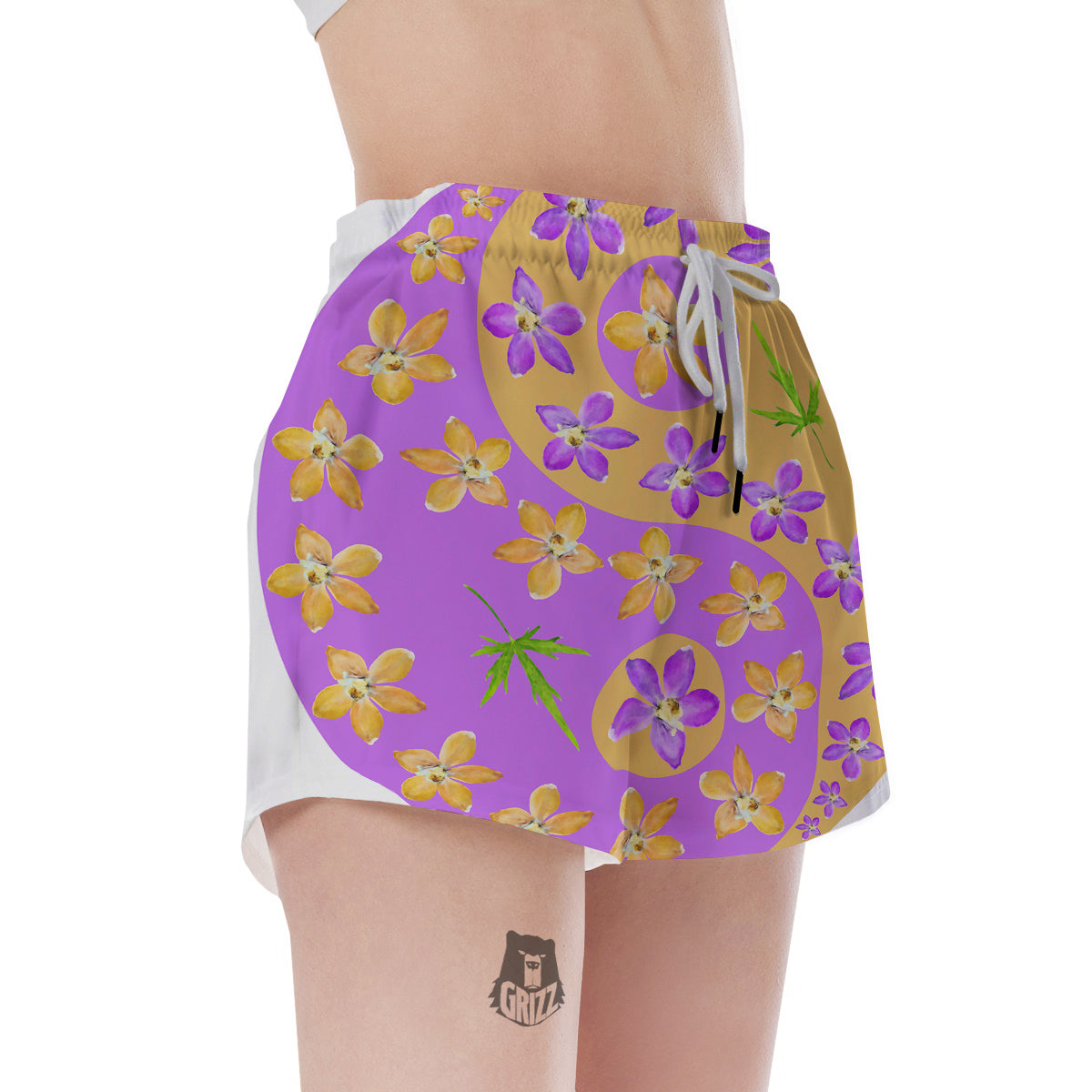 Yin Yang Colorful Flowers Print Women's Shorts-grizzshop