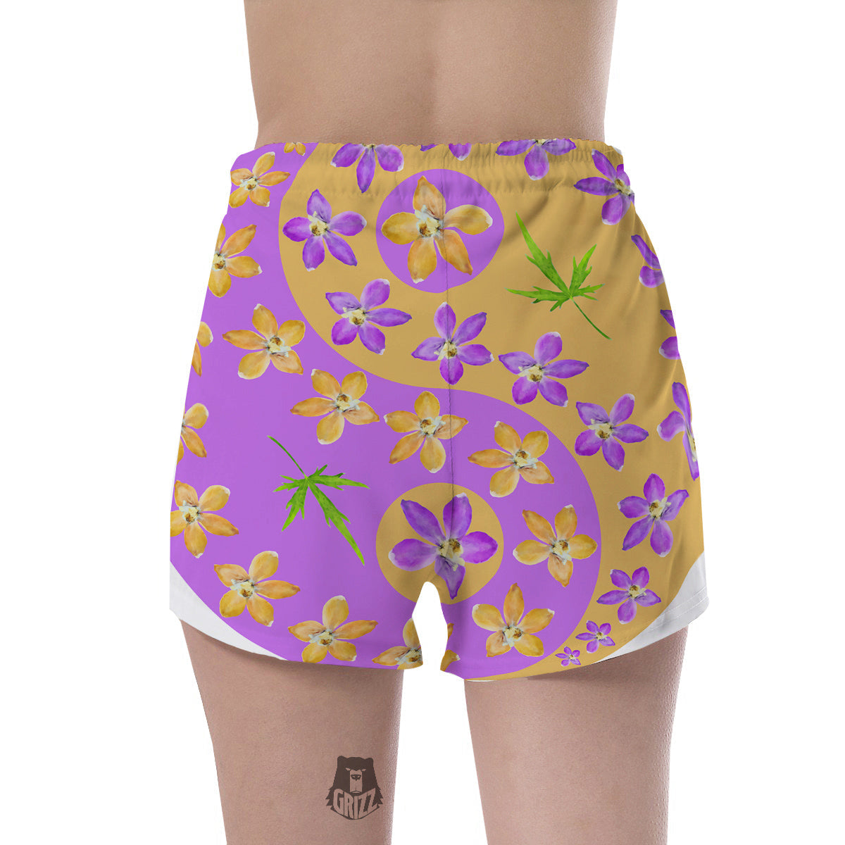 Yin Yang Colorful Flowers Print Women's Shorts-grizzshop