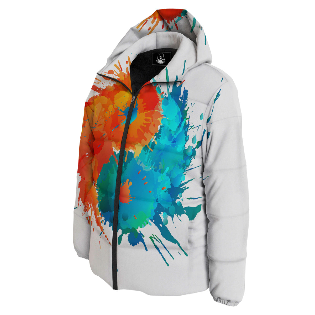 Yin Yang Colorful Splash Print Down Jacket-grizzshop