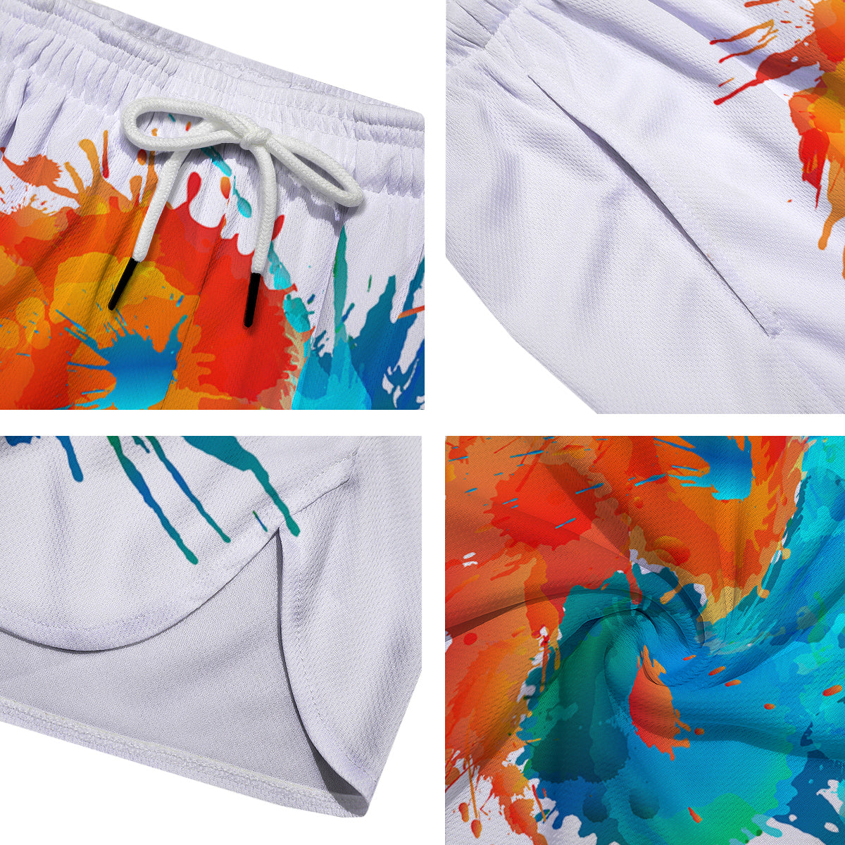 Yin Yang Colorful Splash Print Men's Running Shorts-grizzshop