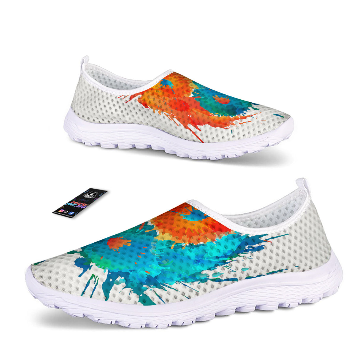 Yin Yang Colorful Splash Print Nurse Shoes-grizzshop