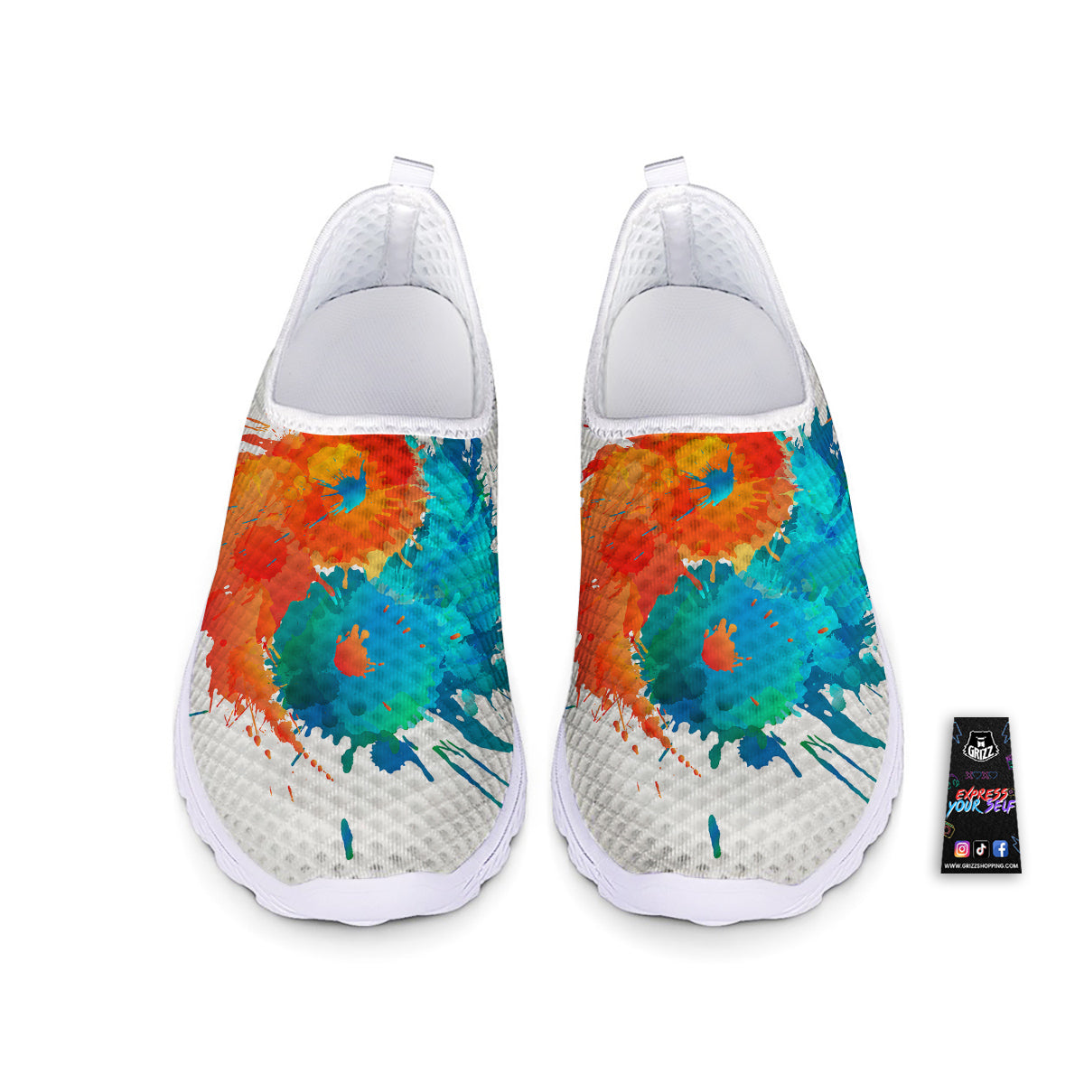 Yin Yang Colorful Splash Print Nurse Shoes-grizzshop