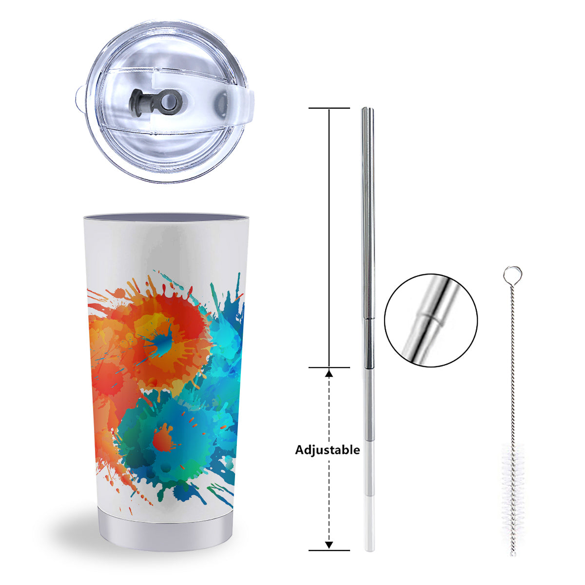 Yin Yang Colorful Splash Print Tumbler-grizzshop