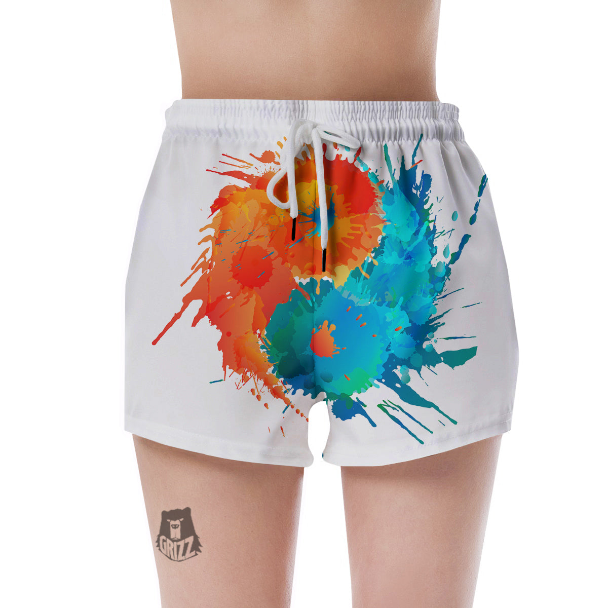 Yin Yang Colorful Splash Print Women's Shorts-grizzshop