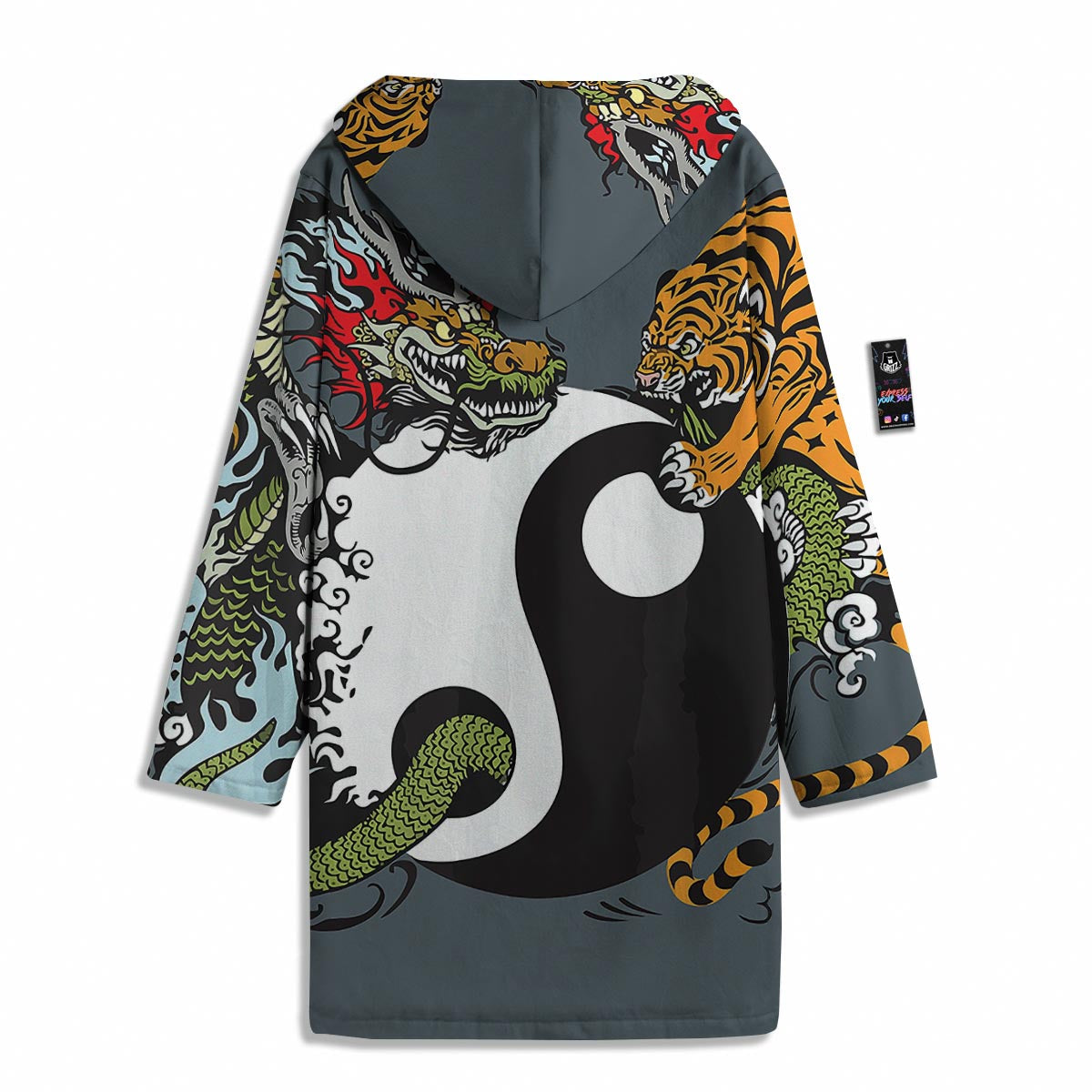 Yin Yang Dragon And Tiger Print Men's Windbreaker Jacket-grizzshop