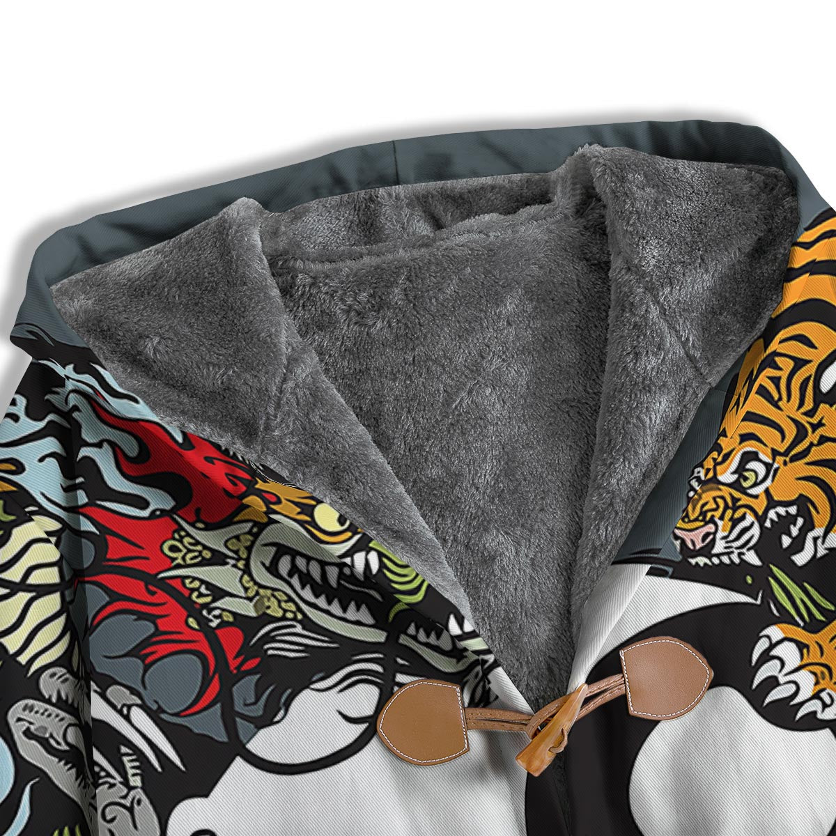 Yin Yang Dragon And Tiger Print Men's Windbreaker Jacket-grizzshop