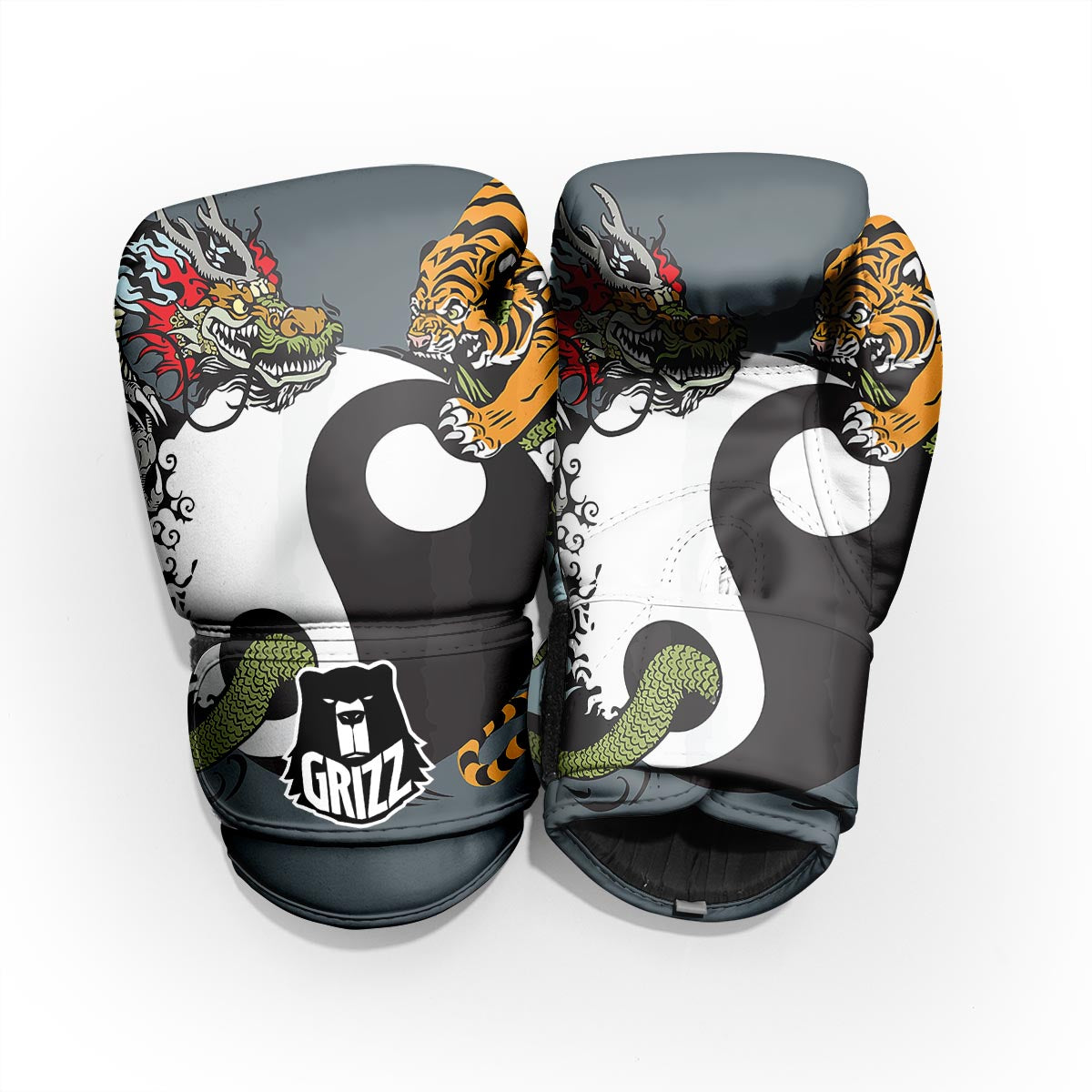 Yin Yang Dragon And Tiger Print Pro Boxing Glove
