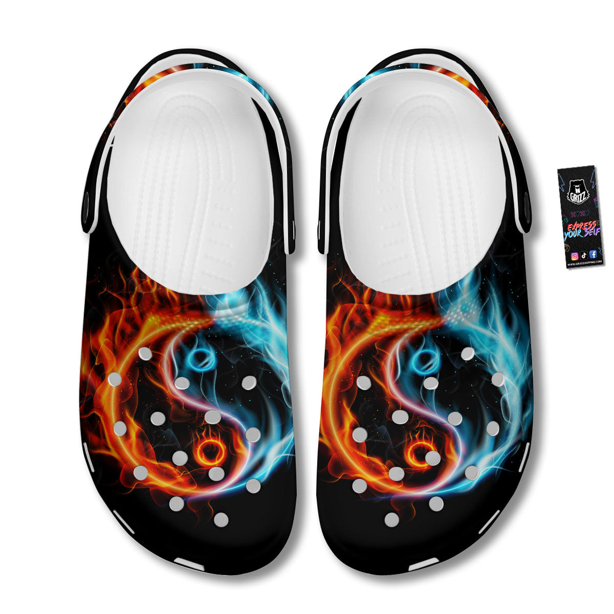 Yin Yang Flaming Print Clog-grizzshop